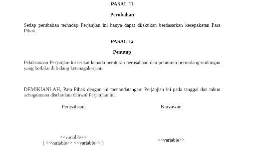 Perjanjian Kerja Waktu Tertentu (Penutup)