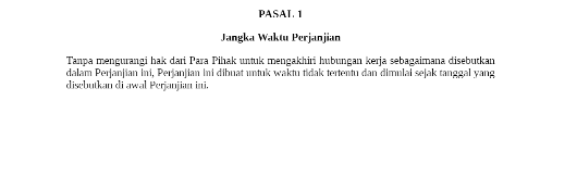 Perjanjian Kerja Waktu Tidak Tertentu (Isi)